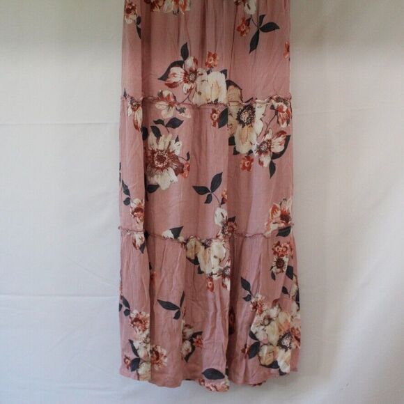 Studio 253 Long Modest Pink Floral Ruffle Skirt Size S Small Knit Maxi Skirt - Picture 3 of 7